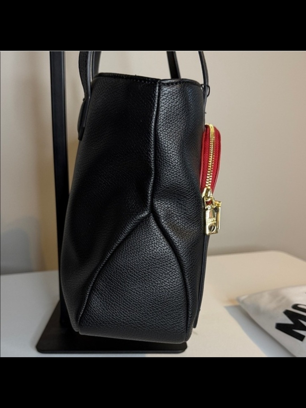 Love Moschino Black Tote with Cream & Red Pouches Includes Dust BAG - Picture 5 of 11